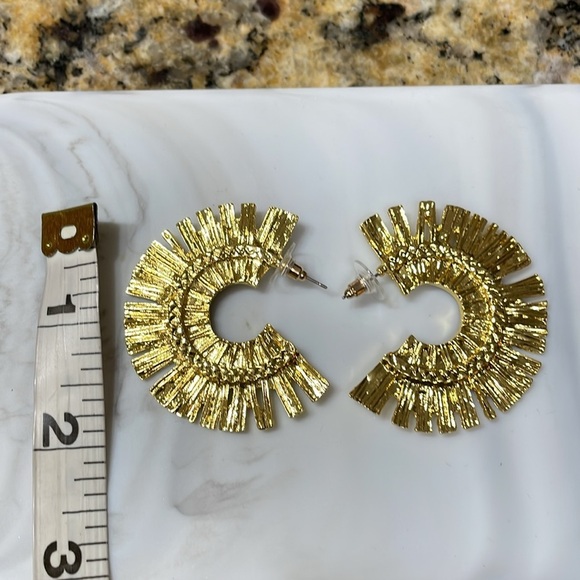 Zara Gold Flat Hoop Earrings - Picture 9 of 15